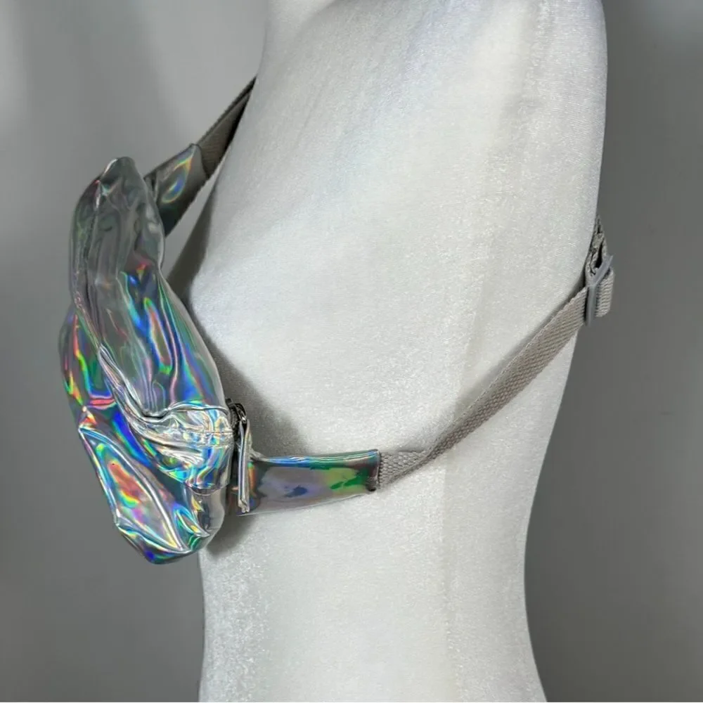 Holographic Silver Festival Fanny Pack Crossbody Purse